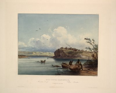 Una aldea Mandan de Karl Bodmer
